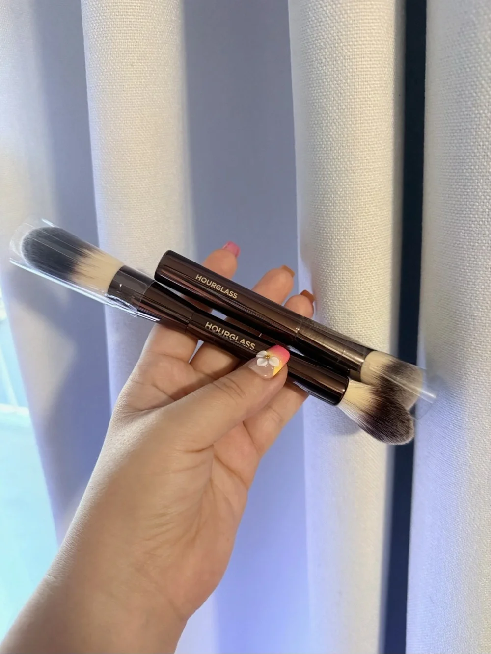 Hourglass Dual-Ended Foundation & Blending Brush Set - Brown